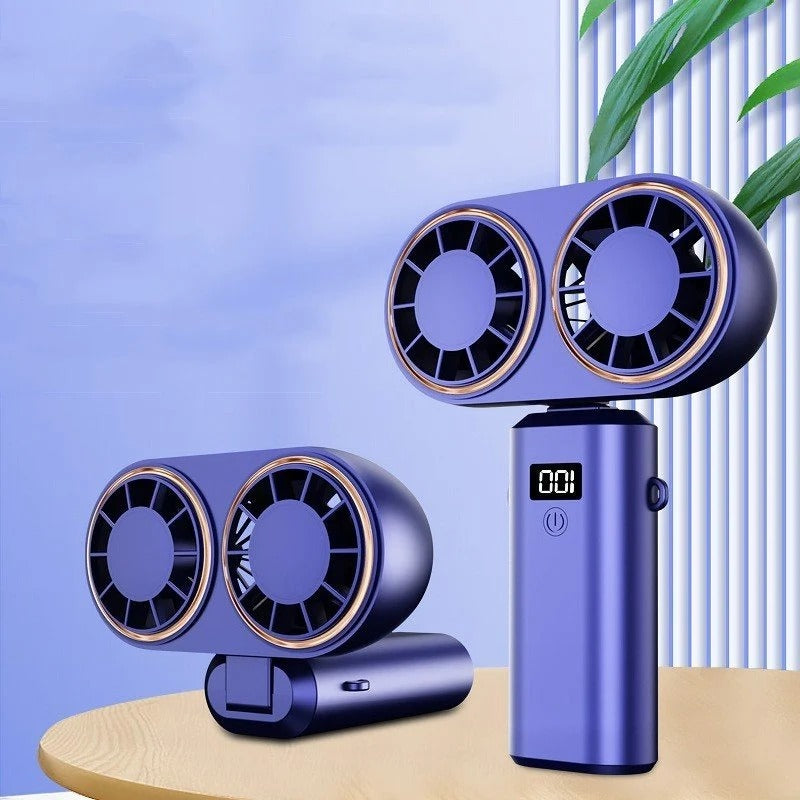 Portable Foldable Handheld Electric Fan with Digital Display | USB Rechargeable | 5-Speed Cooling Fan