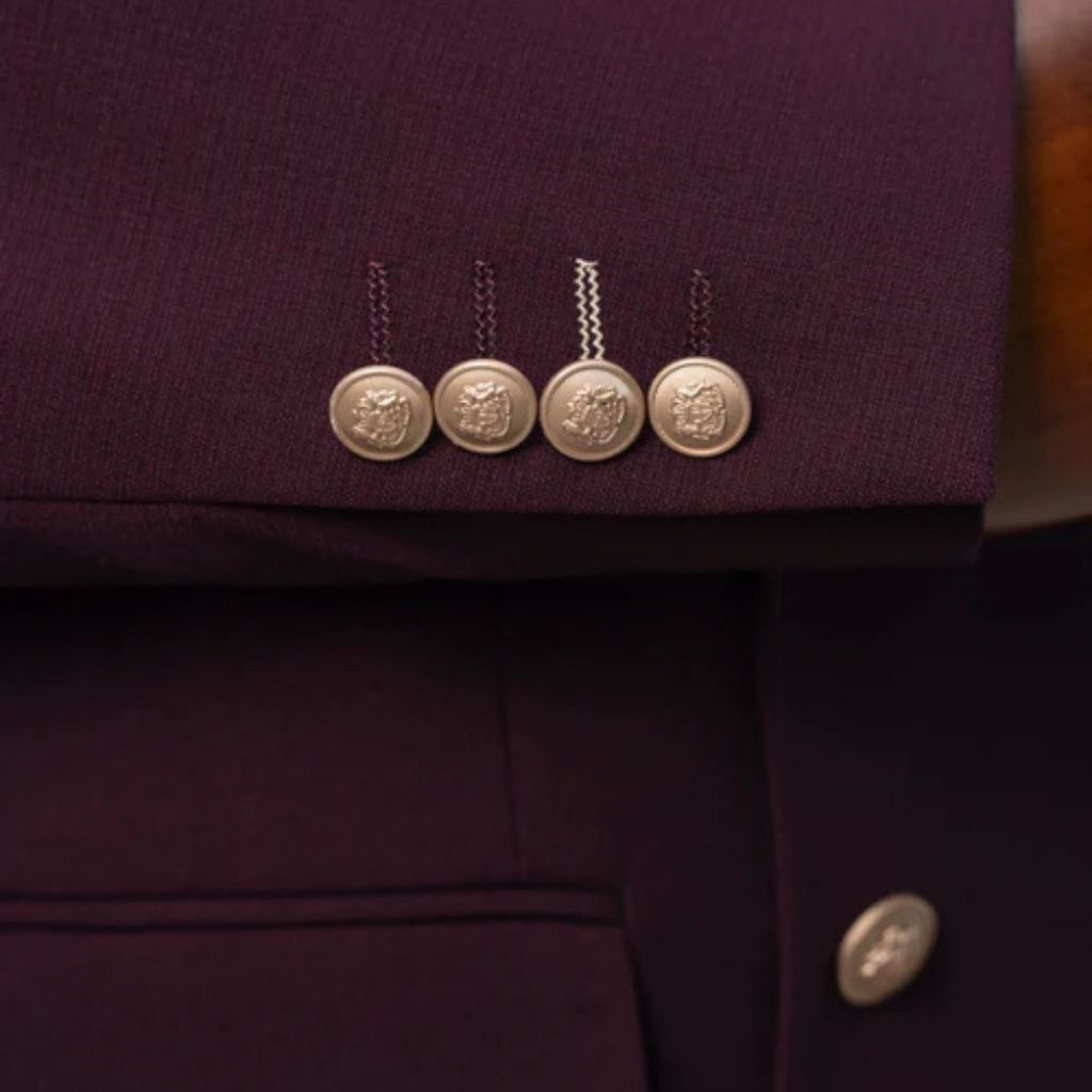 Double-breasted with peak lapels Maroon