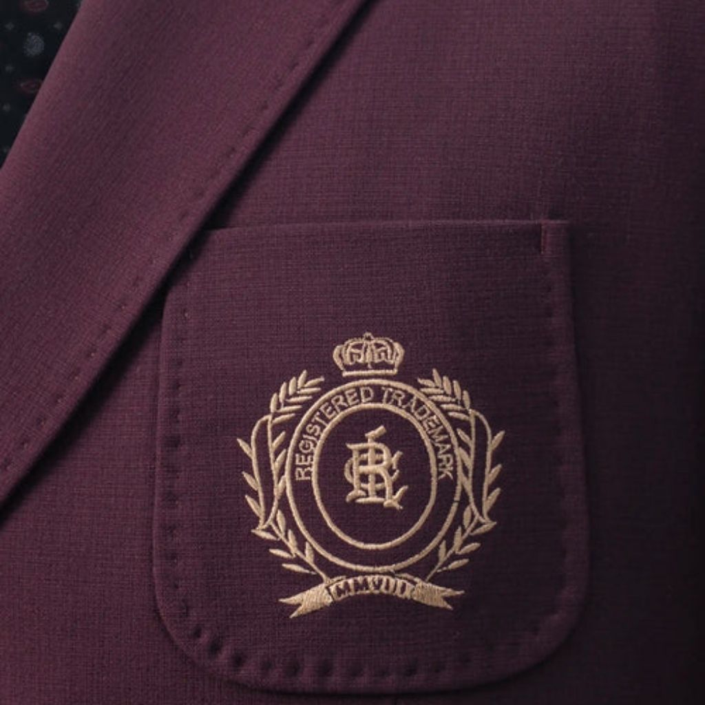 Double-breasted with peak lapels Maroon
