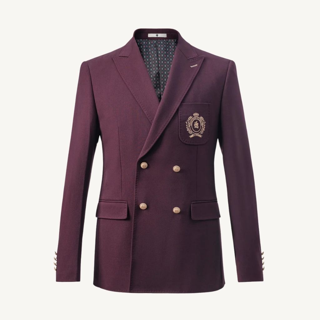 Double-breasted with peak lapels Maroon