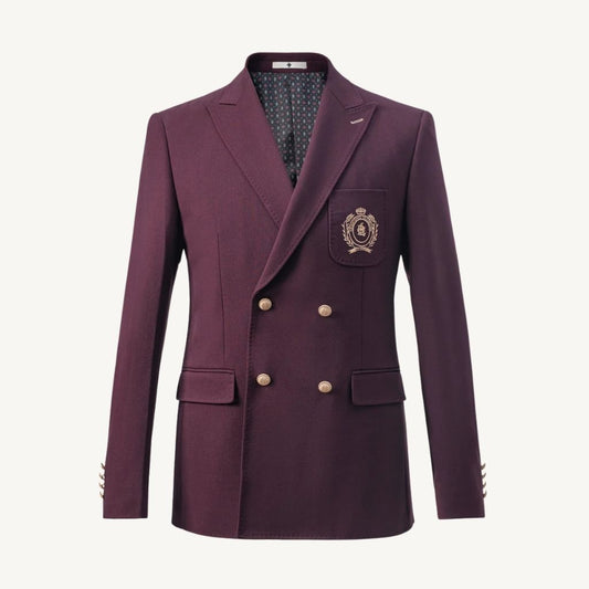 Double-breasted with peak lapels Maroon