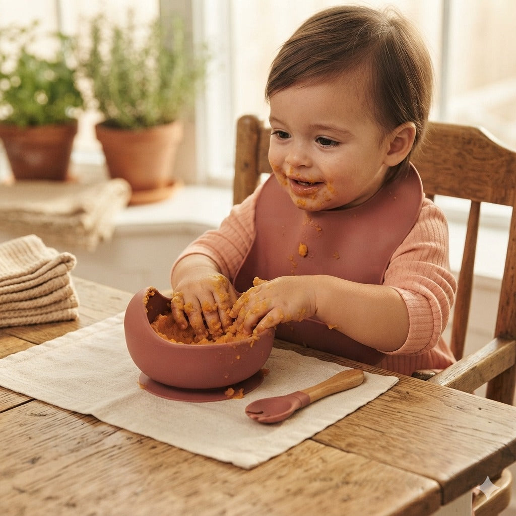7-Piece Silicone Baby Feeding Set with Bib, Plate, Bowl & Cup