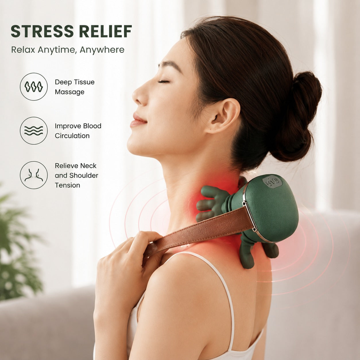 Portable Shoulder & Neck Massager Deep Kneading Muscle Relaxation USB Rechargeable