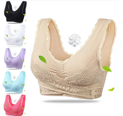 Front Cross Side Buckle Lace Side Non-Wire Sports Fitness Bra