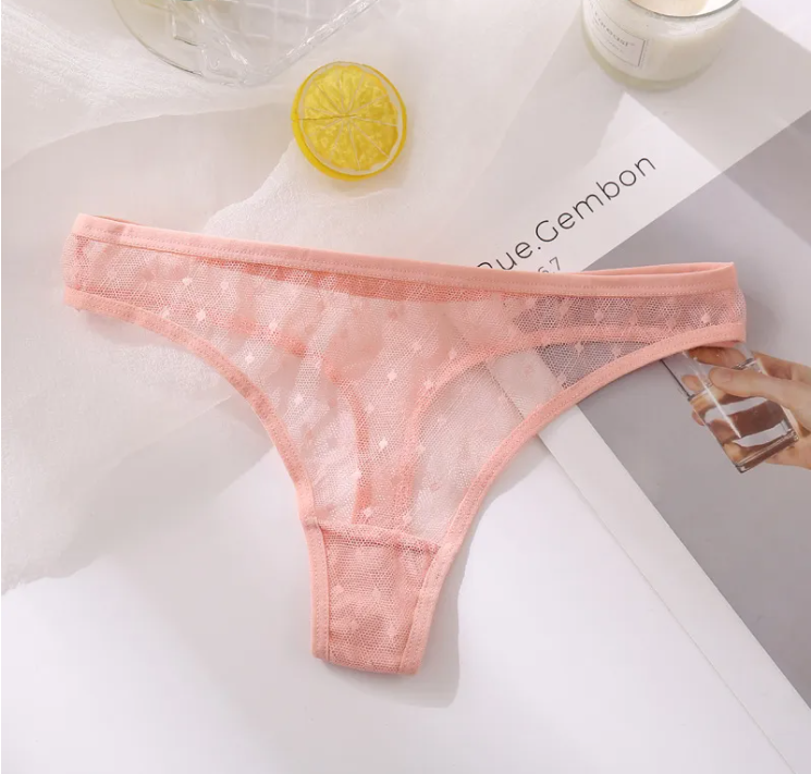 Ladies Hollow Sexy Solid Color Low Waist High Slit Briefs
