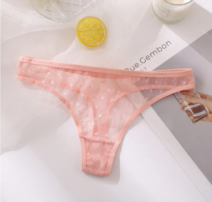 Ladies Hollow Sexy Solid Color Low Waist High Slit Briefs
