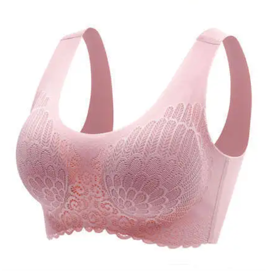 Natural Thai Latex Underwear 4.0 Angel Wings Seamless One Piece Women'S Lace Sports Bra Without Steel Ring