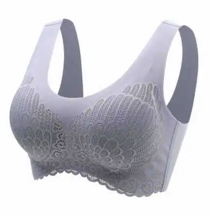 Natural Thai Latex Underwear 4.0 Angel Wings Seamless One Piece Women'S Lace Sports Bra Without Steel Ring